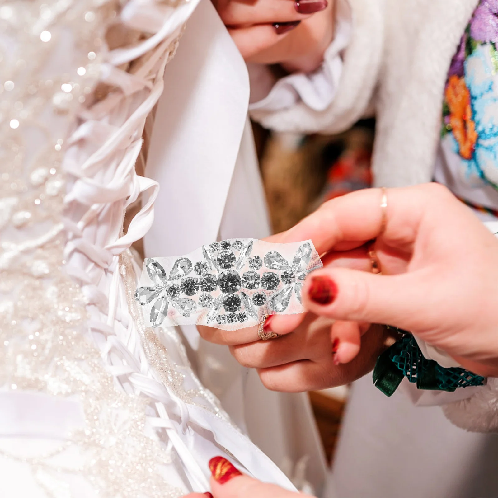 اللؤلؤ وشاح حزام حجر الراين زين الإصلاح الساخن لاصق التصحيح لفستان الزفاف ثوب الزفاف Diy إصلاح الخياطة الديكور