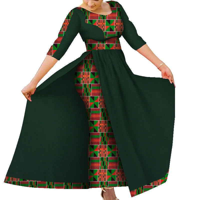 African Women\'s Dress Fashion Robe Afrcaine Femme Lady Evening Gowns Party Bazin Riche Traditional Ankara Print Lady Dress Cape