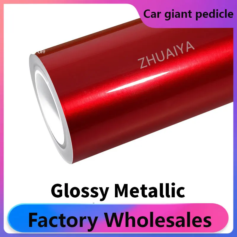 

Gloss Metallic RED Vinyl Wrap film wrapping film bright 152*18m roll quality Warranty covering film voiture