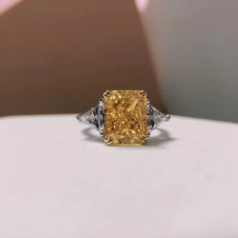 Elnar Jewelry – bague en diamant jaune créé en laboratoire, 4,5 carats, or blanc massif 14 carats, bijoux pour femmes, alliance de mariage R186