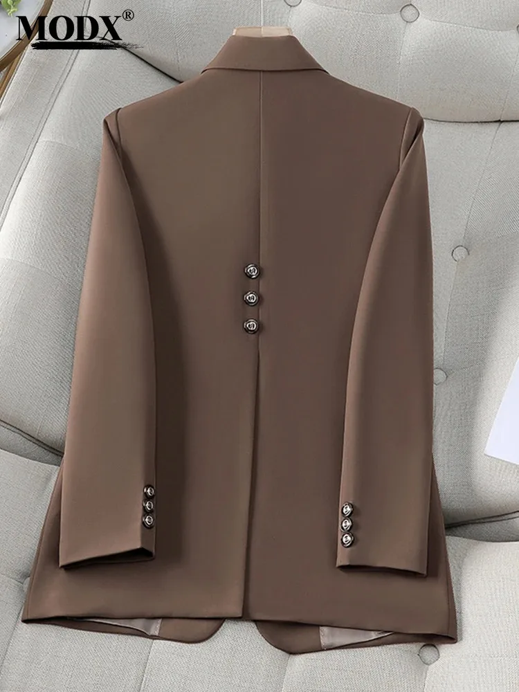 [MODX] Coffee Colored Suit Jacket, Women's Fashionable Temperament Top, 2024 Spring And Autumn New Style, Slim Fit Design