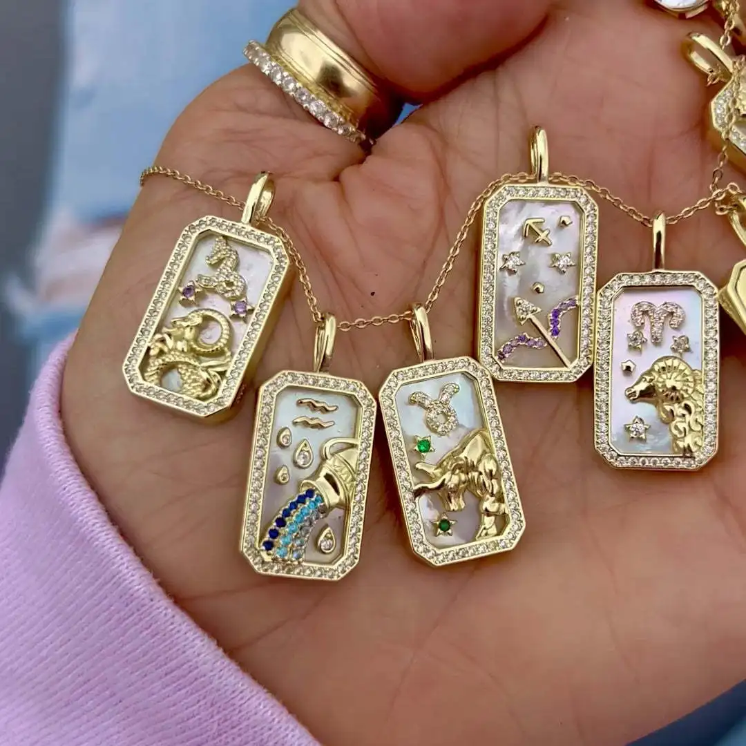 

Stylish Simple Twelve Zodiac Signs Jewelry Necklace Pendant Stainless Steel 18k PVD Gold-plated Waterproof Necklace Pendants