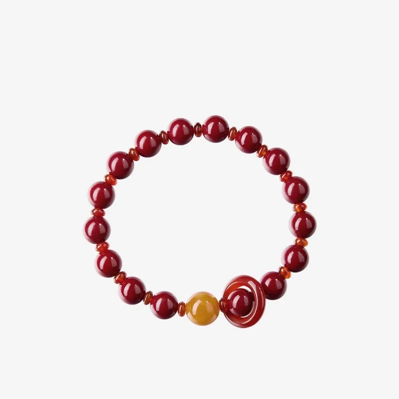 Customized Natural Red Cinnabar Spacer Beads Bracelet Jade Round Hand Weaving Jewellery Fashion Man Woman Luck Amulet New Charm