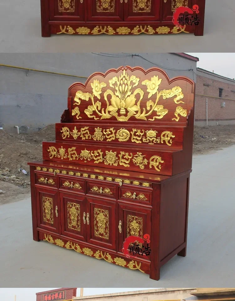 Buddhist platform home Bodhisattva of Fortune three-layer ladder vertical cabinet Tibetan style, simple Buddhist hall