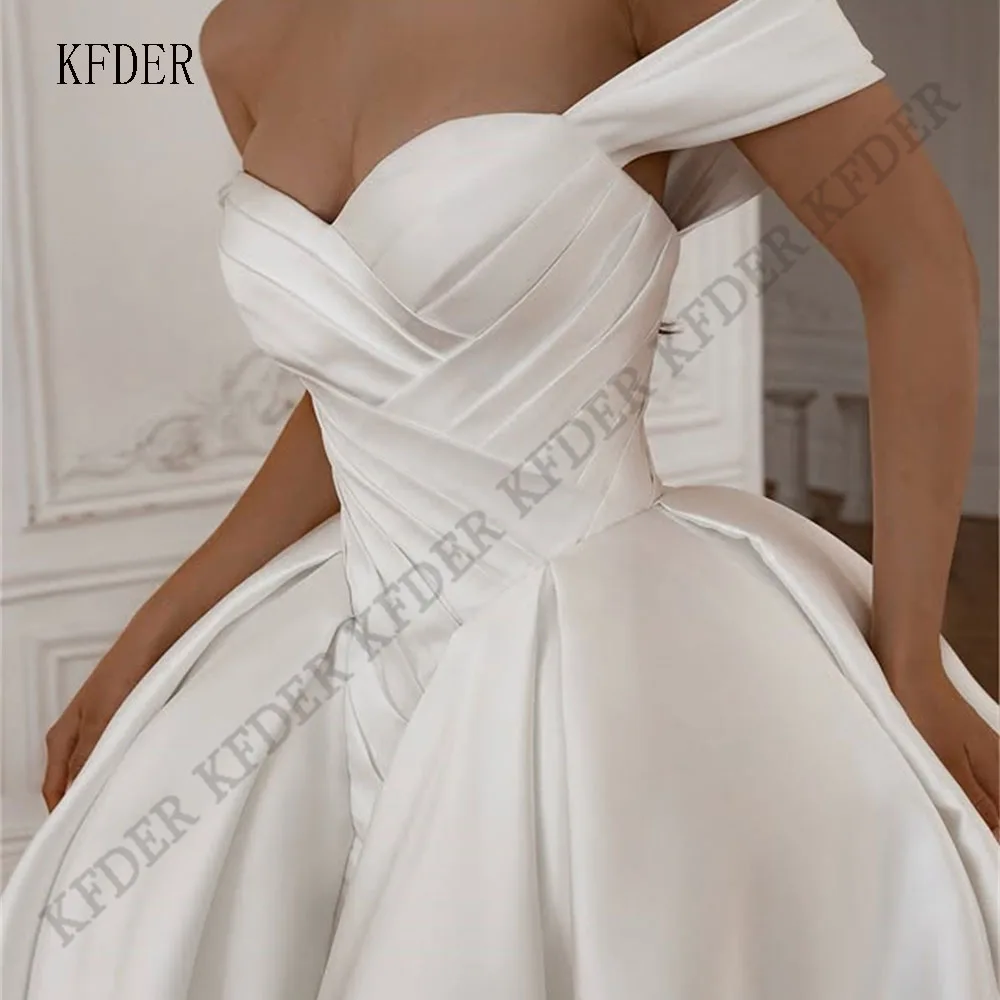 Customized Simple A-Line Wedding Dresses Sweetheart Long Puff Civil Bridal Grown Formal Prom Party Wear Bride Dresses