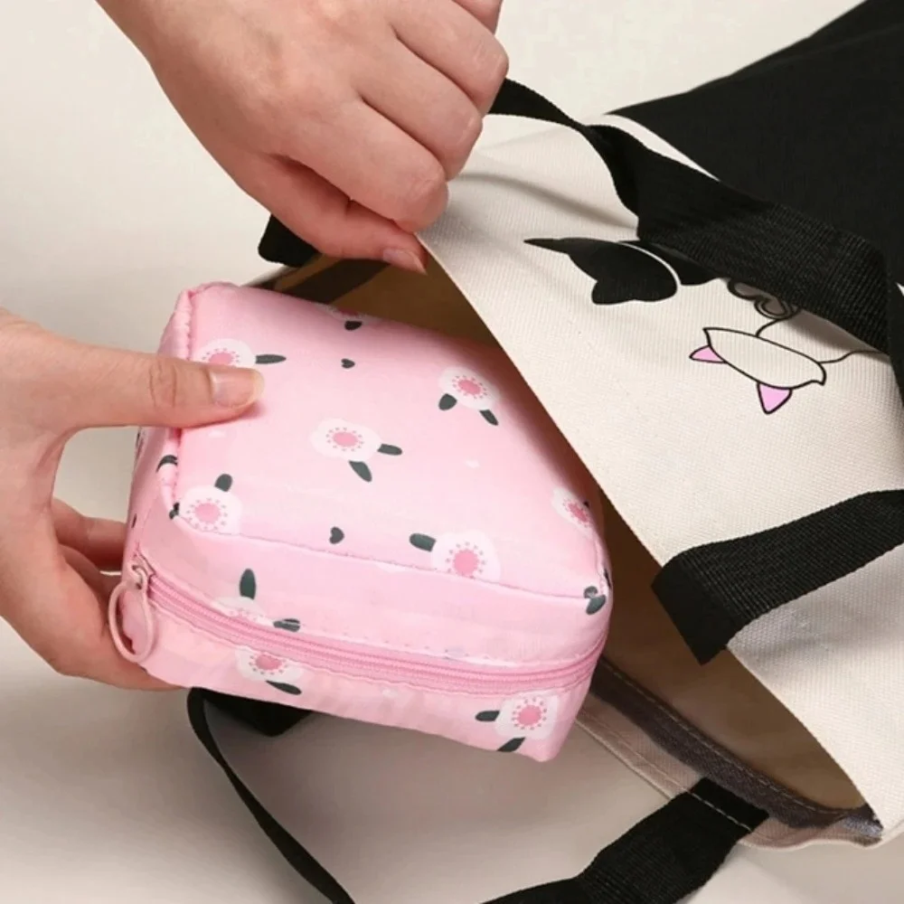 Cartoon Pattern Sanitary Napkin Bag Women Sanitary Napkin Tampon Storage Bag Portable Waterproof Multifunction Organizer Pouch