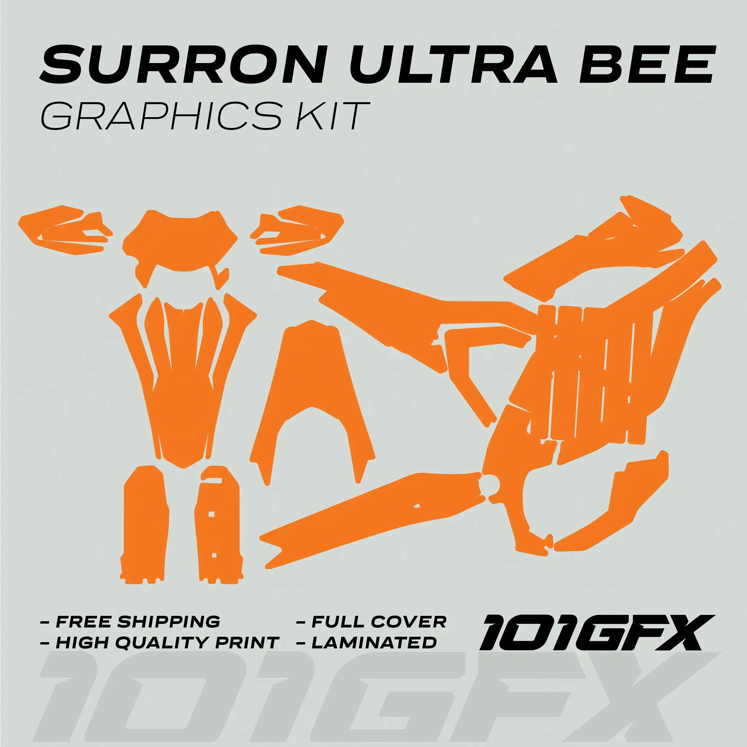 Graphics Kit SOLID COLOR ORANGE Decals Stickers Laminated eBike  Decals Wrap Protection Mono Color For Surron Ultra Bee