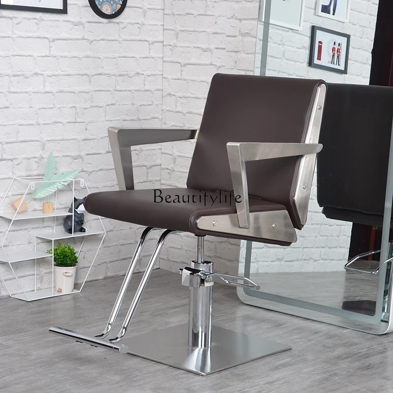 

Modern Hair Salon Special Barber Shop Hairdressing Chair Simple Stainless Steel Adjustable Barber Chair