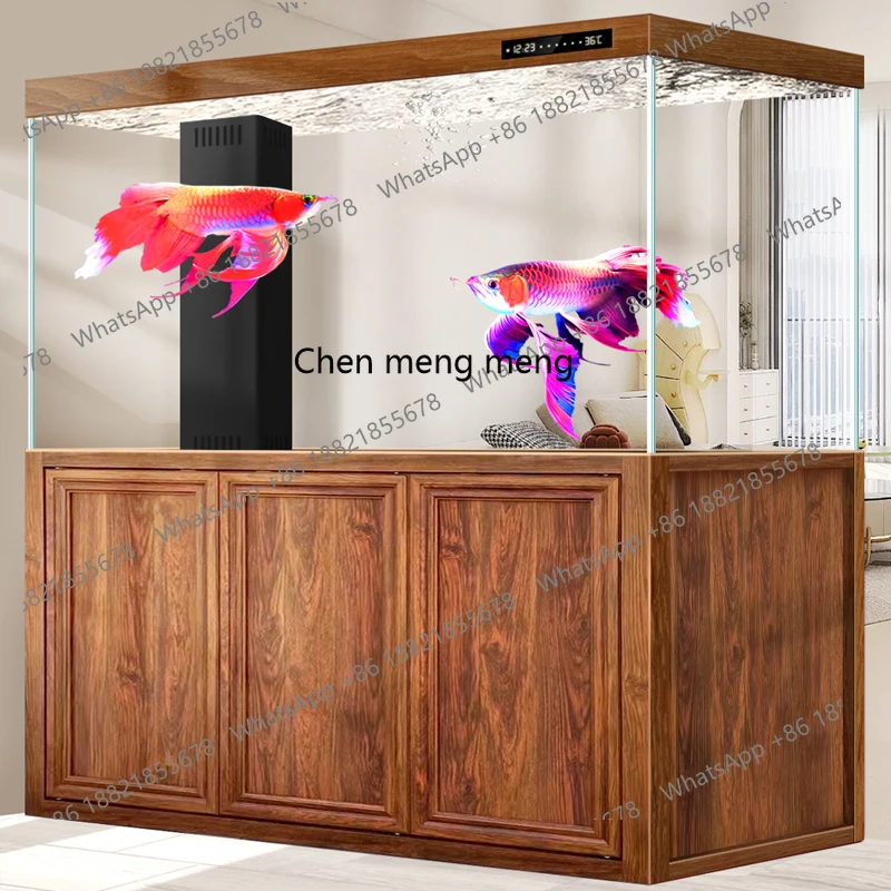 

Large fish tank aquarium living room home office floor ecological water-free ultra-white glass bottom filter