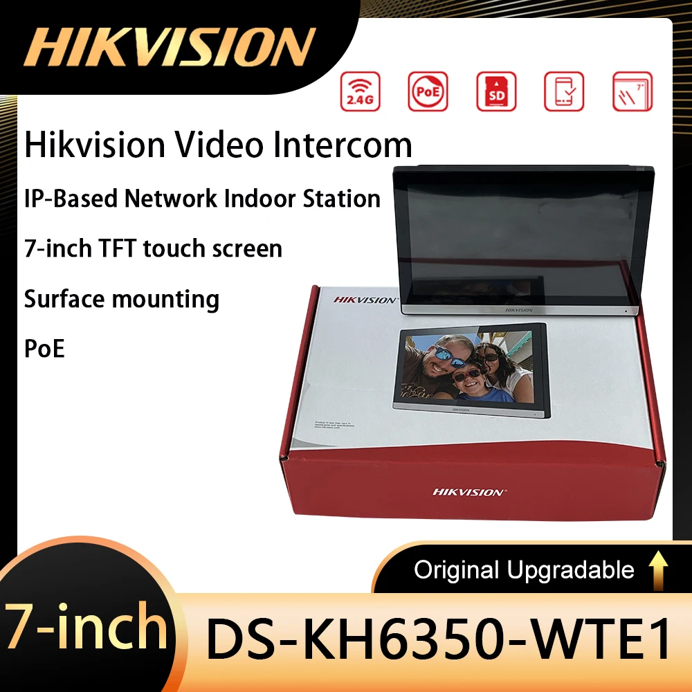 

Hikvision Video Intercom IP-Based Indoor Station DS-KH6350-WTE1 7-Inch IPS Touch Screen Standard POE WIFI Wireless Monitor