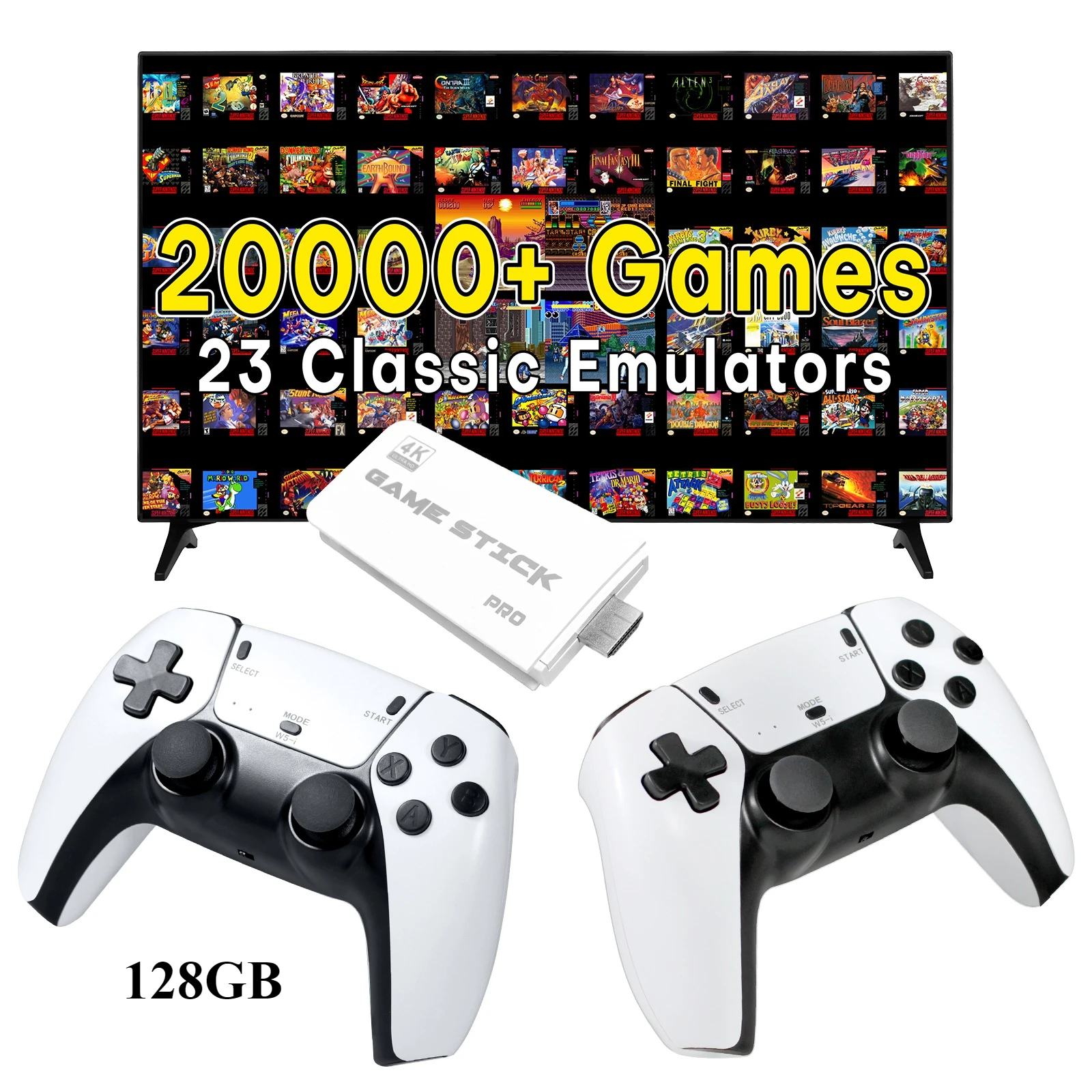 

128GB M15 Game Stick Duad-core Cortex-A7 up to 1.0GHz DDRIII 256M HDMI output 1080P 720P for PS1 Double Wireless Controlle