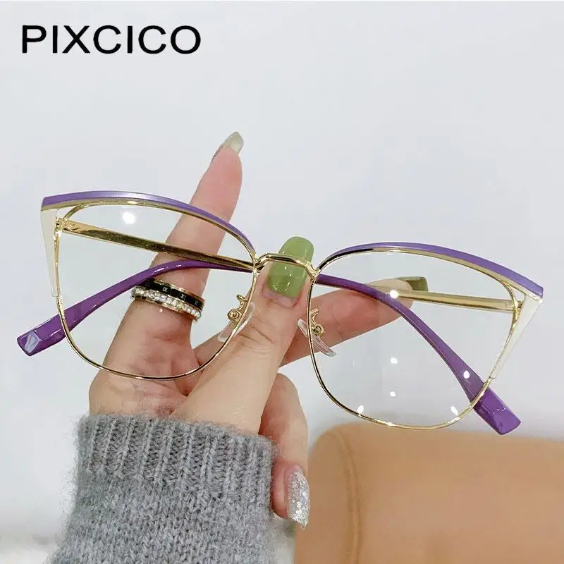 R56771 Fashion Cat Eye Hollow Out Presbyopic Eyewear Dioptric +0.5 ~ +3.0 Women New Metal Coloured Eyebrow Frame Reading Glasses