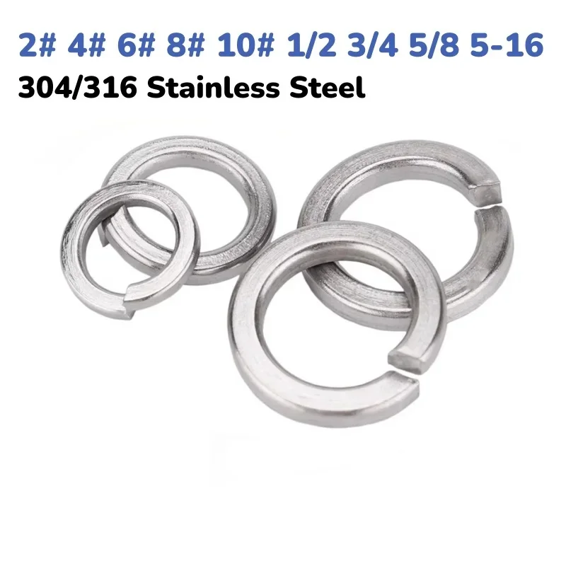 304 316 Stainless Steel Spring Lock Washers Split Type 2-10 1/2 5/8 3/4 5-16mm Elastic Gasket