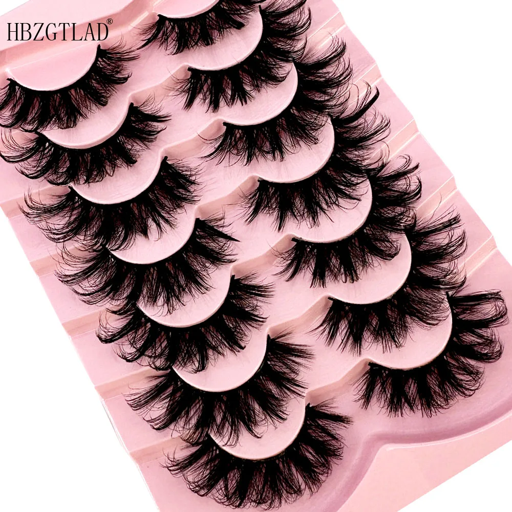 NEW 7 Pairs Pack 3D Wispy Cat Eye Fake Lashes Natural Fluffy Faux Mink Full Strip Makeup Eyelashes That Look Like Extensions