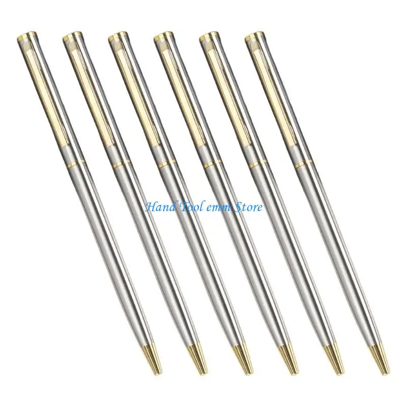 

H37F 6Pieces Metal Ballpoint Pen Office Signing Pen Refillable Write Smoohtly Business Gift Pen