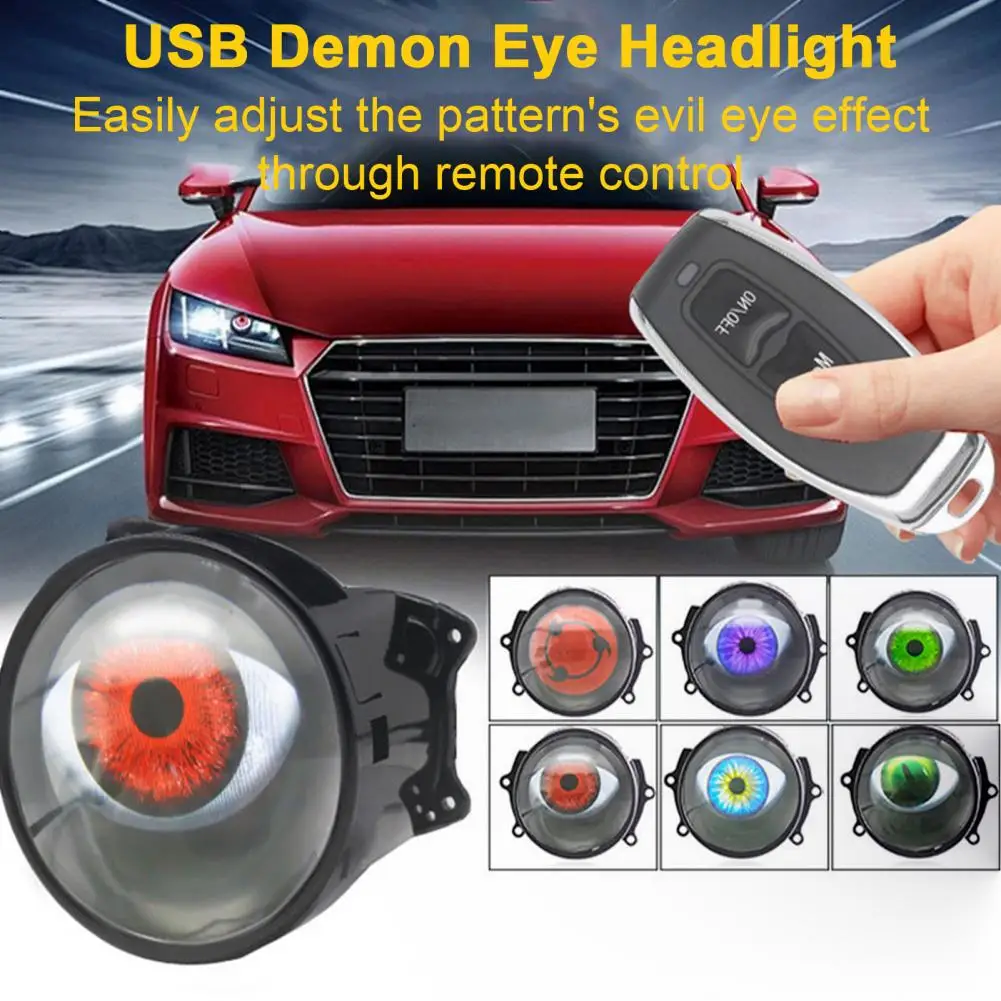 

Cool Decoration Dynamic LED Car Headlights Devil Eye LED Car Light Headlight Assembly Modified 6 Modes Light Cars Accessory
