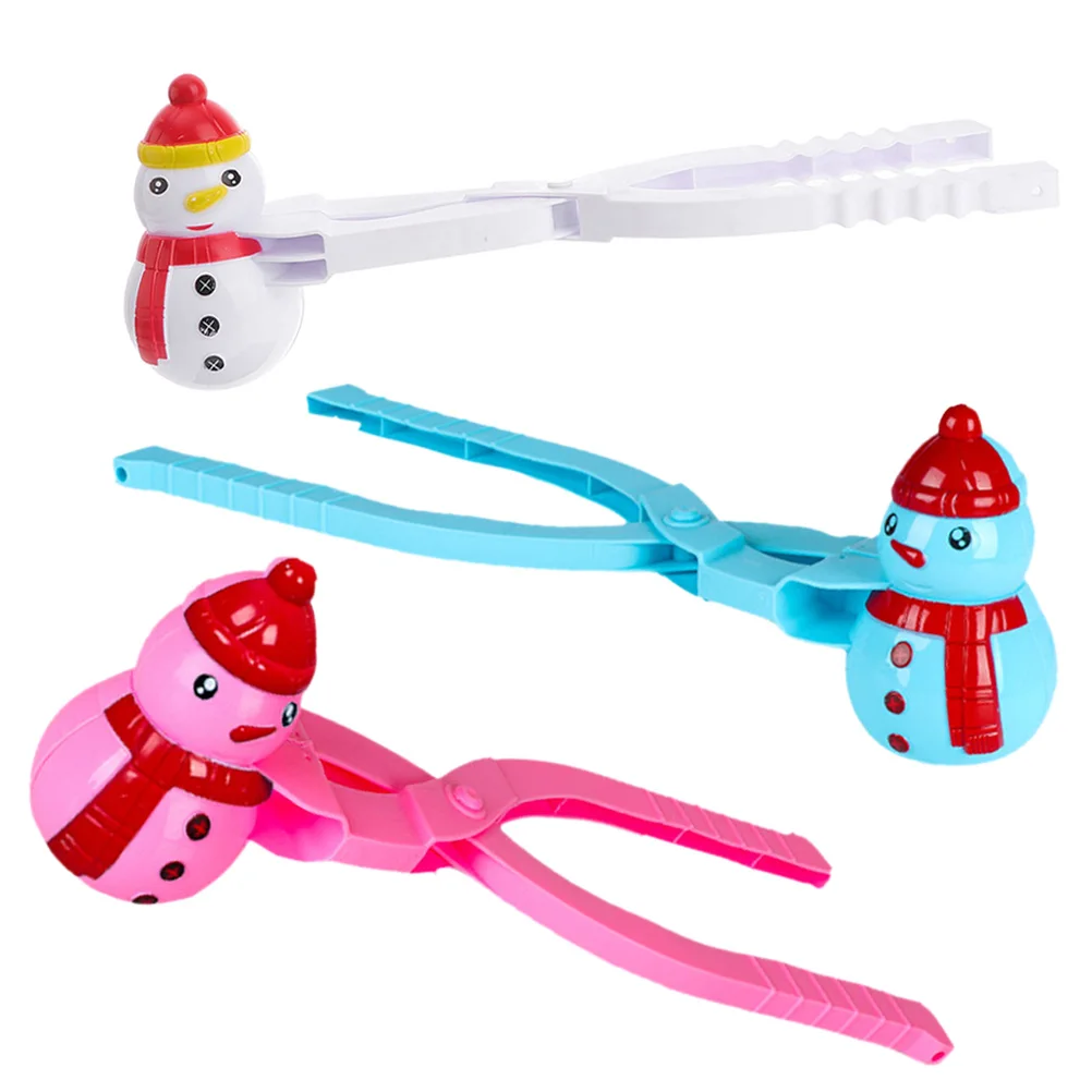 

3pcs Maker Creative Snowman Molds Kids Winter Outdoor Play Tools Snow Sand Molds Portable Plastic Clamps Clip For