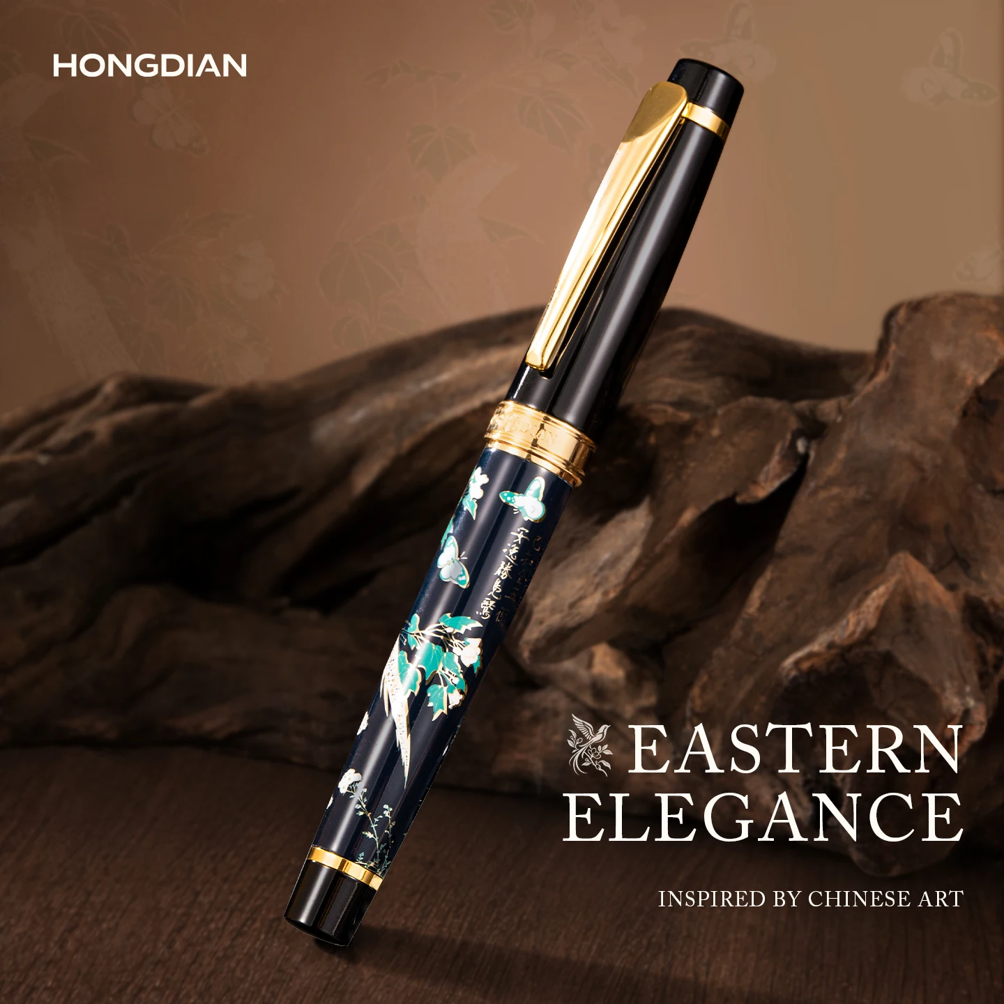 LT Hongdian Chinese Maki-e Calligraphy Art Pen Flex Nib Vintage Design Engravable Gift Box for Business Student Writing 1837