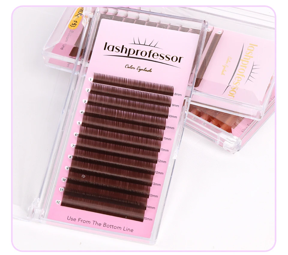 Lashprofessor Dunkelbraune Einzelwimpernverlängerung, bunt, hochwertig, weich, natürlich, hellbraun, klassisches Volumen-Wimpernzubehör – Detail 11