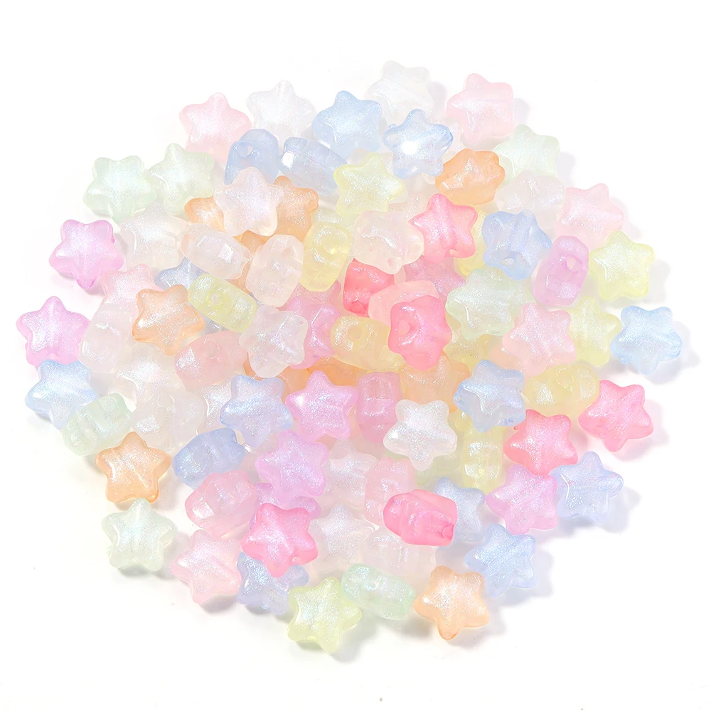100 teile/los Transparent Acryl Stern Perlen 10mm Funkelnden fünfzackigen Stern Perlen Lose Spacer Perlen Für DIY Schmuck Machen