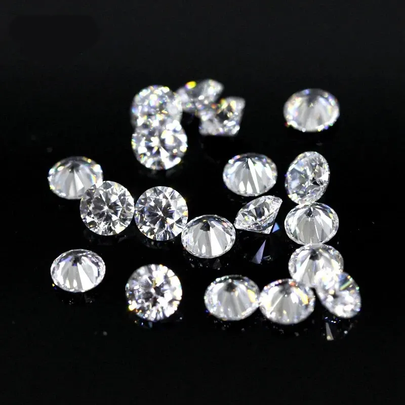 50pcs Cubic Zirconia Stones 6mm White Round Shape Brilliant Cut Loose CZ Stones Synthetic Gems Beads For Jewelry DIY Material