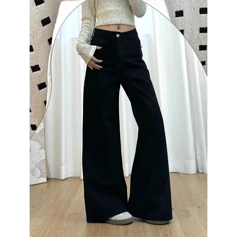 

Y2k Jeans Womens Jeans Black 2025 Winter Wide Leg Loose Fit Bootcut Pants for Petite Body Type Pear Shape Non Sticky Legs
