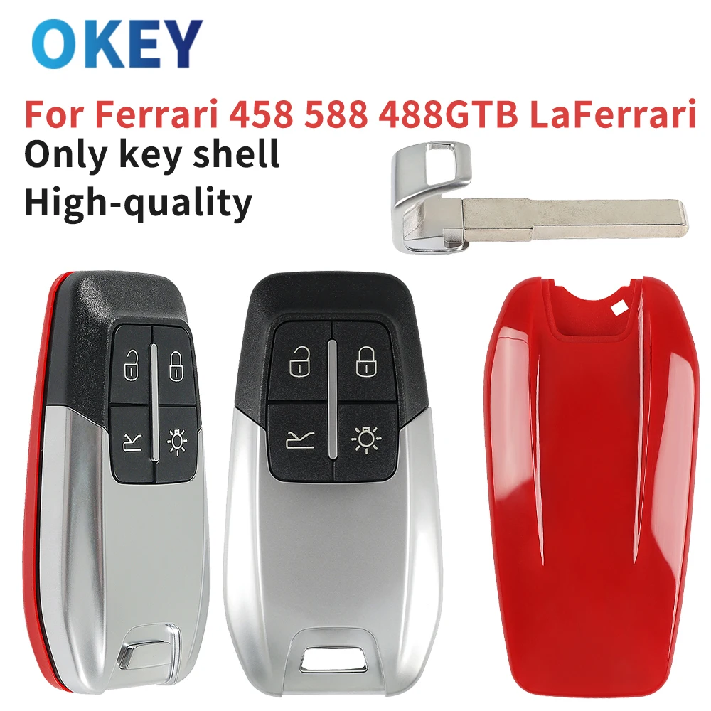 

Корпус дистанционного ключа автомобиля Okey для Ferrari 458 588 488GTB LaFerrari 2014-2020 гг., 4-кнопочный пульт дистанционного управления, чехол для автомобильного ключа CS094004
