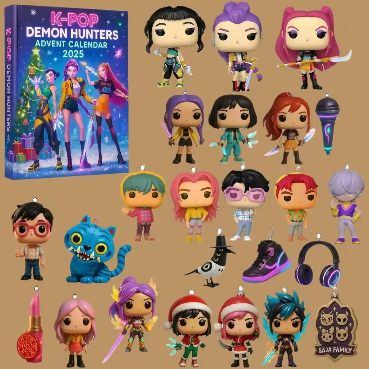 

Новый Kpop Demon Hunters Адвент-календарь K Pop Demon Hunters Rumi Mira Zoey Tiger Рождественский обратный отсчет Адвент-календарь Подарок 24 дня