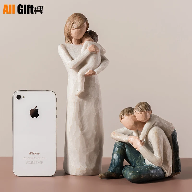 Nordic Resin Family Abstract Character Ornaments Simple Statue Decoration Modern Children's Toys Creative Home Wedding Gifts