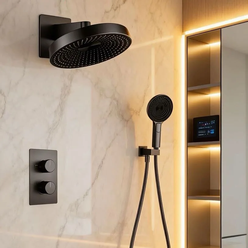 جودة عالية 10 سنوات الضمان صمام ثرموستاتي نظام دش مخفي مجموعة لفندق فيلا النحاس الحمام خلاط دش صنبور