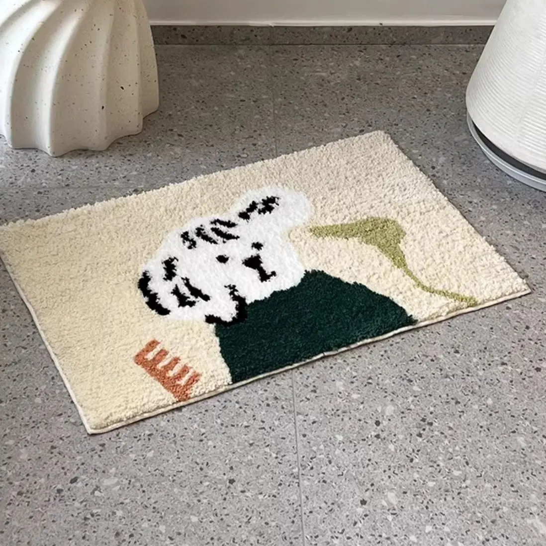 Kleiner Milchhundteppich ins Wind Badezimmer rutschfeste Bodenmatte Cartoon Welpe saugfähige Toilette Nachahmung Kaschmir Fußpolster Kinder