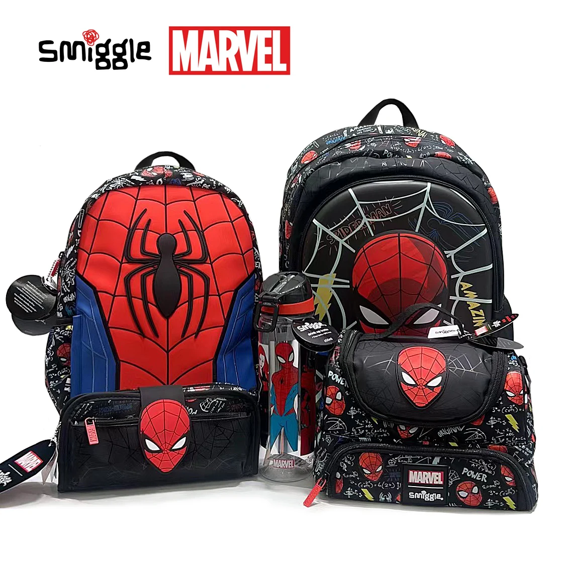 MINISO Marvel Kinderschultasche, Smiggle-Rucksack für Jungen von 7–16 Jahren, 40,6 cm, wasserdichte Lunchtasche für Studenten, schönes Federmäppchen