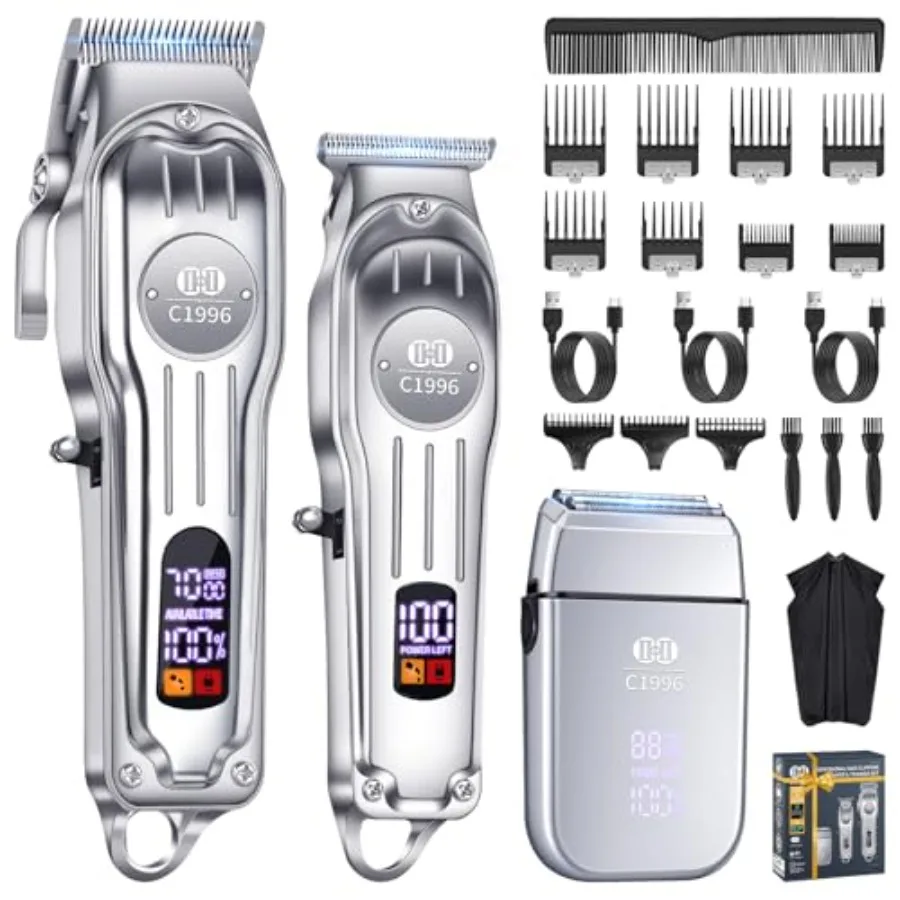 

Mens Hair Clippers and Trimmers Set Professional Cordless Barber Clippers for Hair Cutting Kit Electric Razor Shavers Beard/Hai