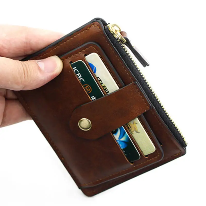 Luxury Small Men's Credit ID Card Holder Wallet Male Slim Leather Wallet With Coin Pocket Designer Purse For Men Women