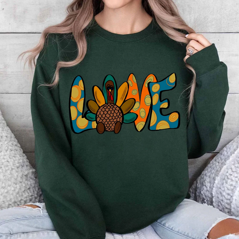 Love Turkey Women's Clothing Thanksgiving Love Turkey Hoodies Thanksgiving Women's Clothing Fall Hoodie's Turkey Womens Clothing