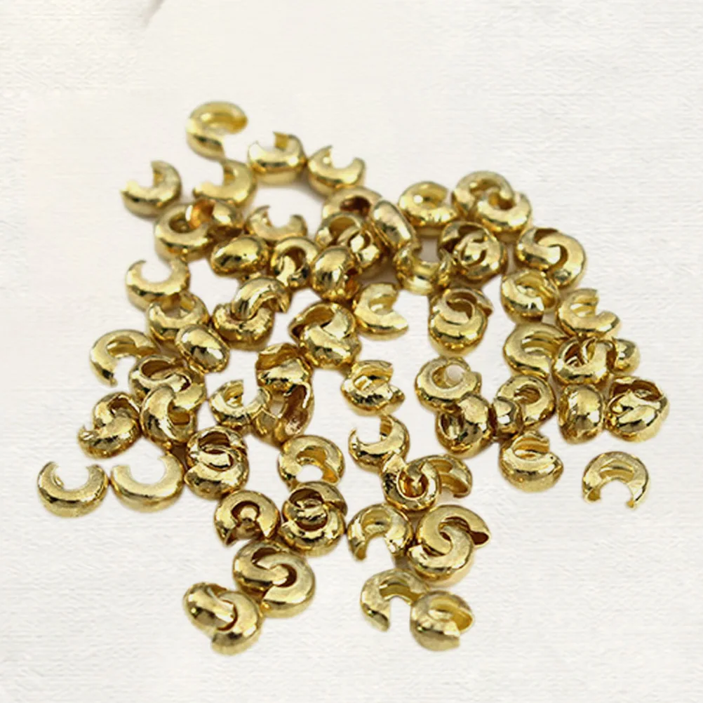 

300 Pcs Flat Fixed Tube Crimp Beads Spacer Ends Caps Jewelry Making DIY Positioning Loose Beads for Bracelet Necklace Earring