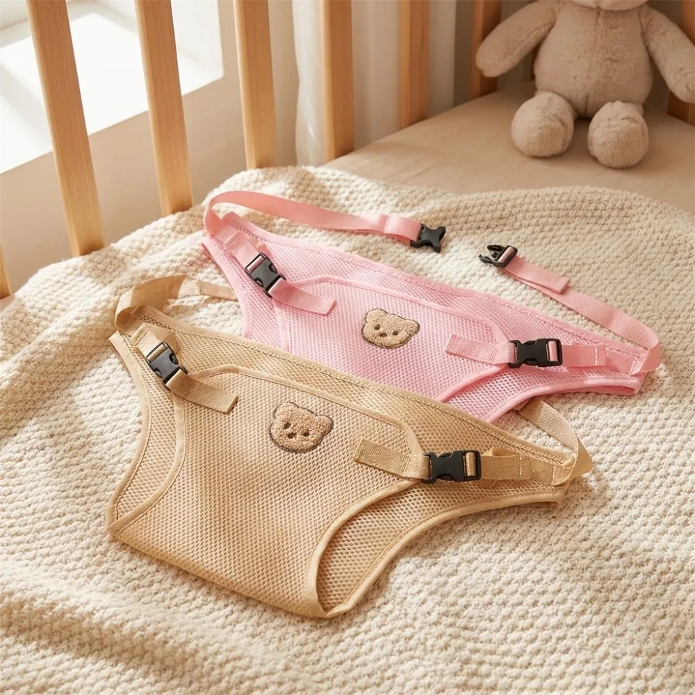 Soft Fabric Baby High Chair Safety Strap Skin-friendly Breathable Mesh Dining Chair Seat Belt Bear Pattern Easy to Install