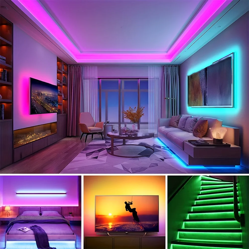 USB LED Strip Light para Decoração de Quarto, Fita RGB, 30 Metros, Bluetooth, Fita, Ice String, Música Sync, Iluminação de Férias, Parede, 5050, 5V