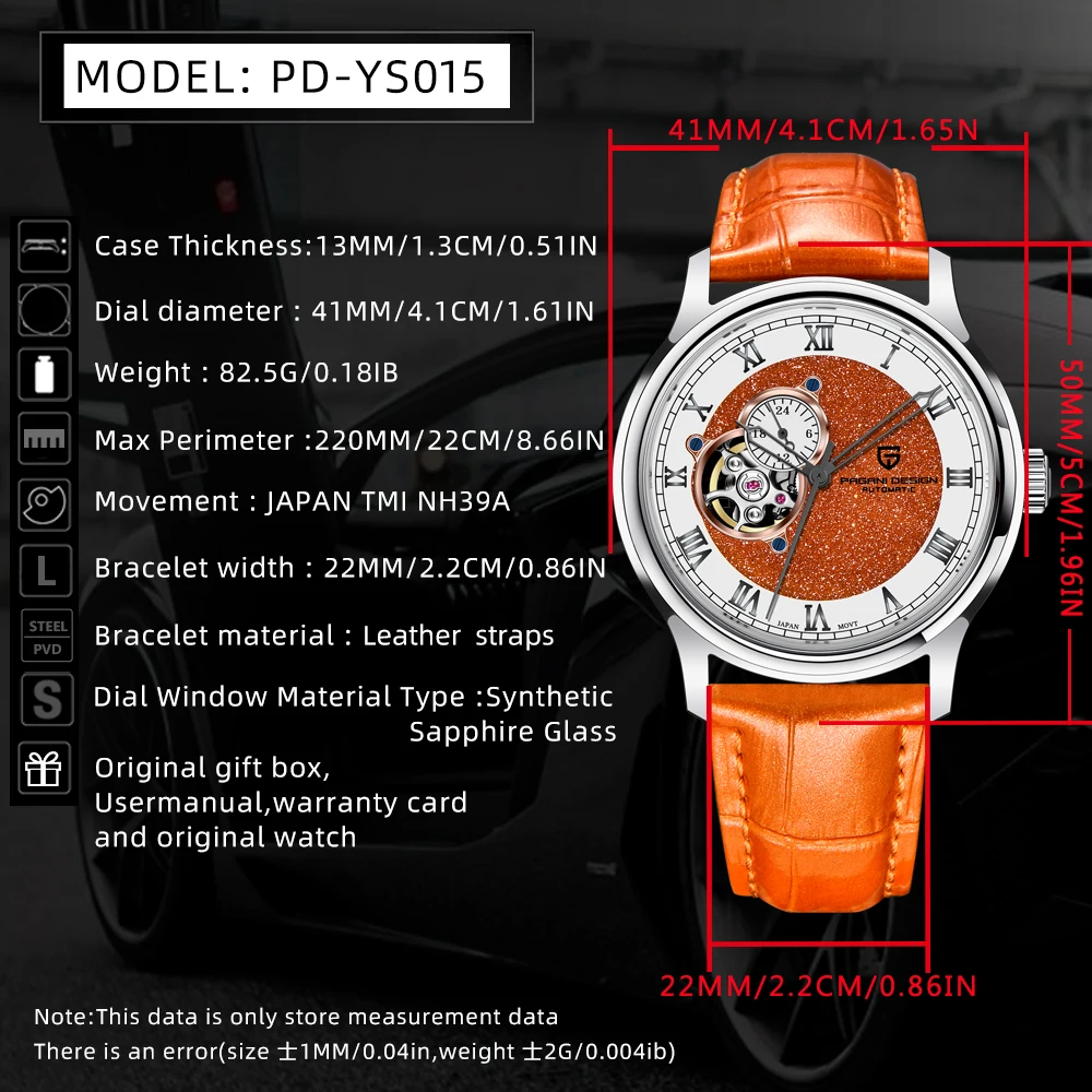 2024 PAGANI DESIGN Men's Automatic Mechanical Wristwatch PDYS015 Luxury NH39 Stainless steel Sapphire Fashion Watch for men