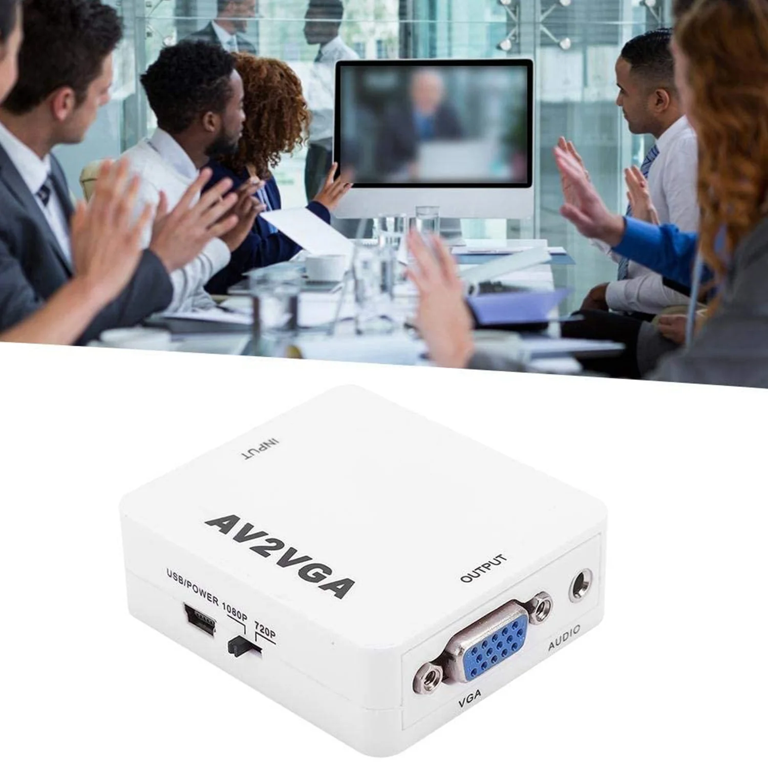 Mini HD AV2VGA Video Converter Convertor with 3.5mm Audio AV to VGA Converter Conversor for PC to TV HD Computer to