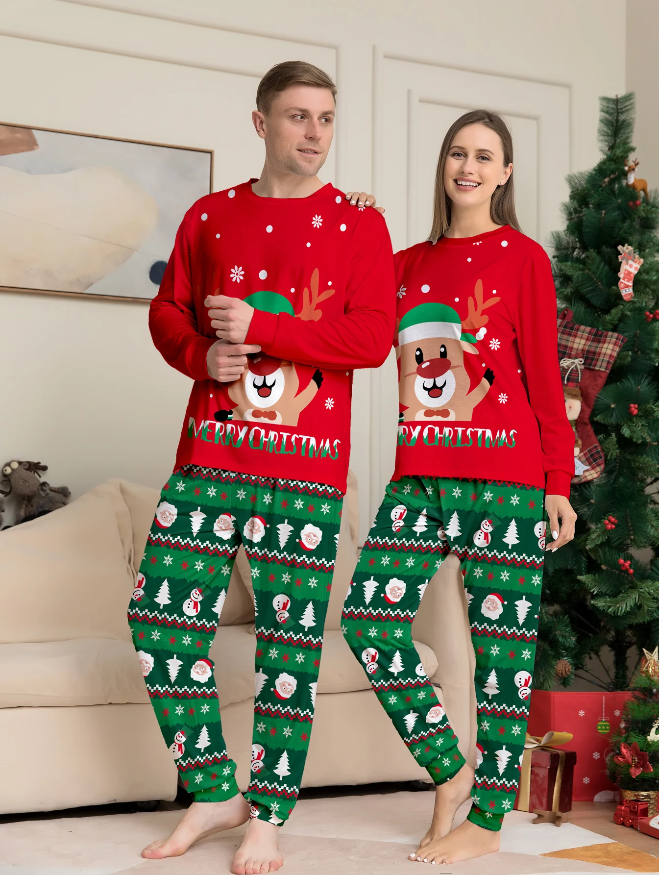 2024 Couples Christmas Family Matching Pajamas Set Mother Kids Clothes Christmas Pajamas For Family Clothing Set