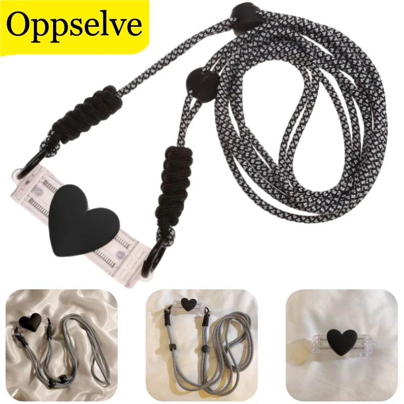 Correia do telefone móvel do coração do amor 3D, universal, crossbody, corda do telefone celular, anti perdido, ombro, alça de pescoço com braçadeira traseira