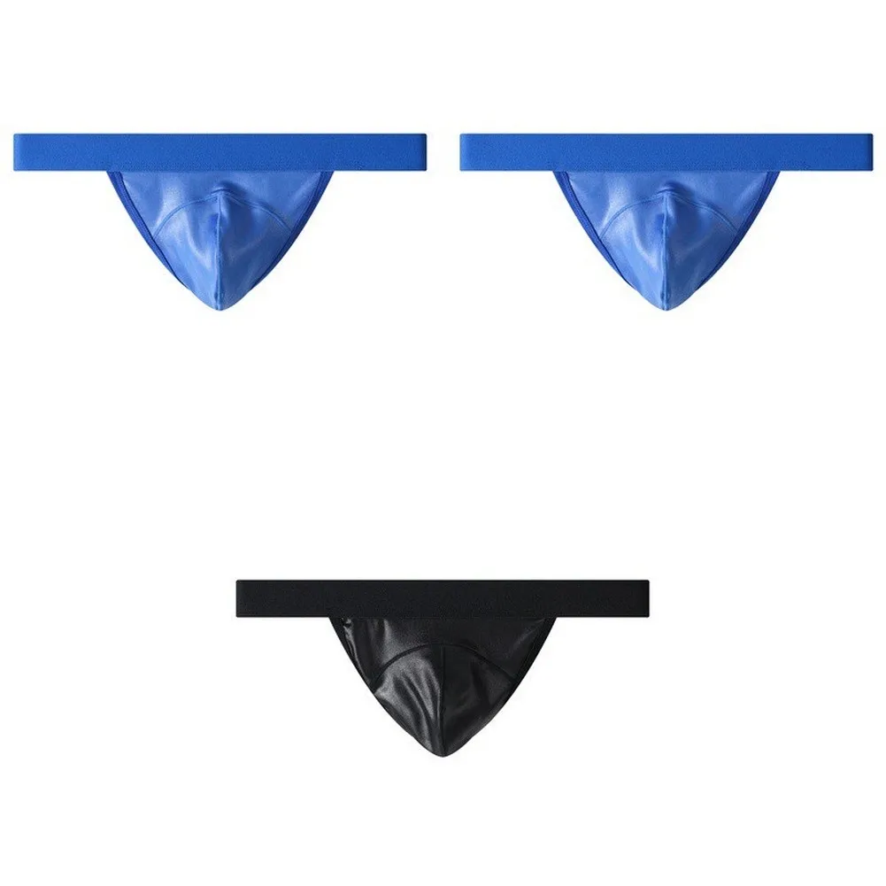 Leather Texture Men\'s Briefs Underwear Low Waist Design Bulge Pouch for Enhanced Shape 90% Polyester 10% Spandex