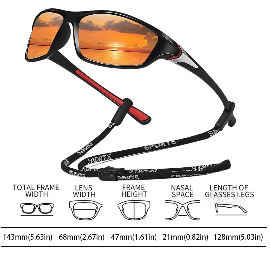 With Chain Vintage Metal Decoration Fishing Cycling Sports Eyewear Men Women Running Mountaineering Fashion Sport Sun Glasses