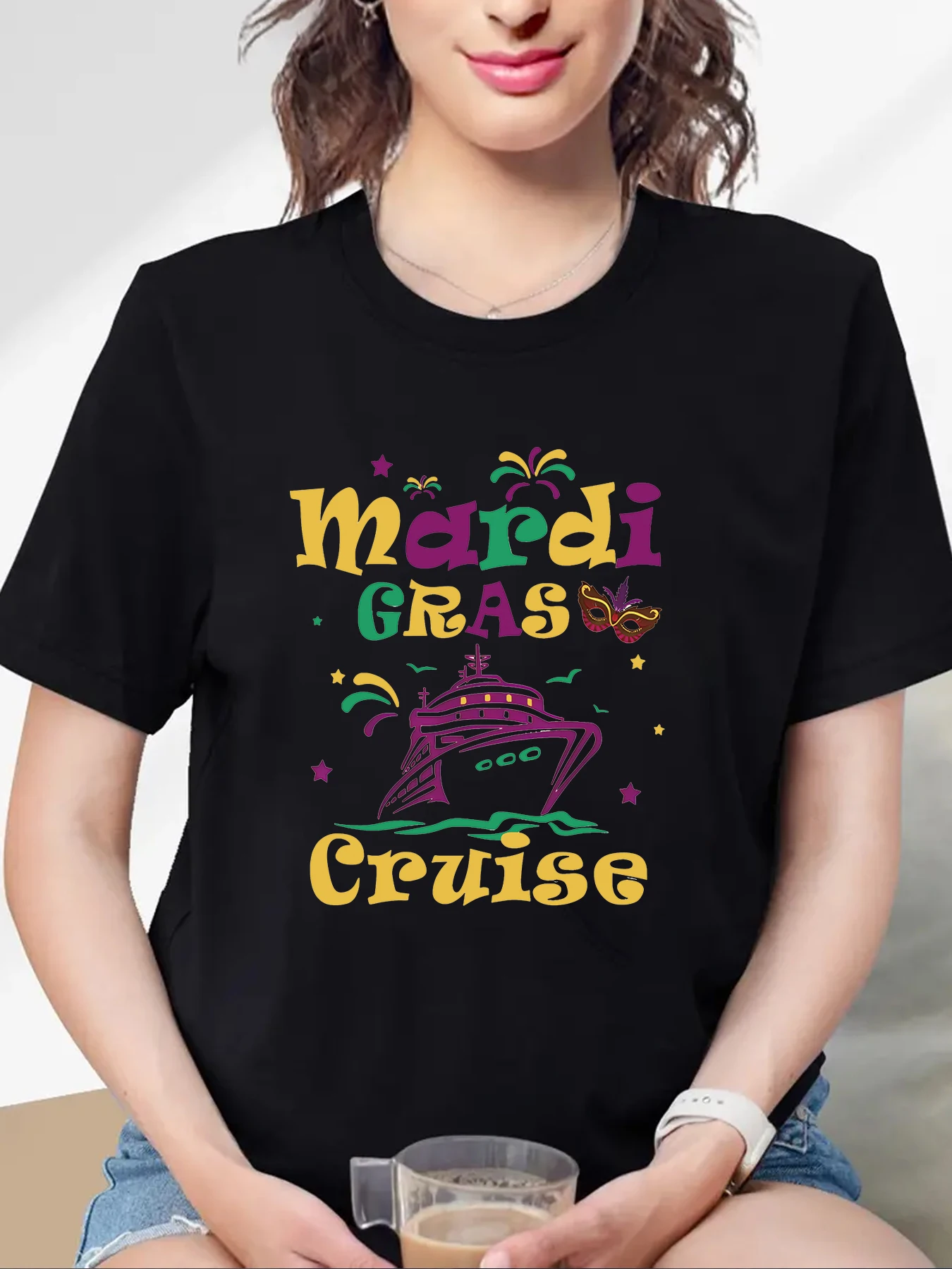 Zomer T-Shirtmardi Gras Shirt Voor Dames Het Is Mardi Gras Shirt Carnaval Outfit Shirt Vakantie Gebleekte Tops Met Korte Mouwen