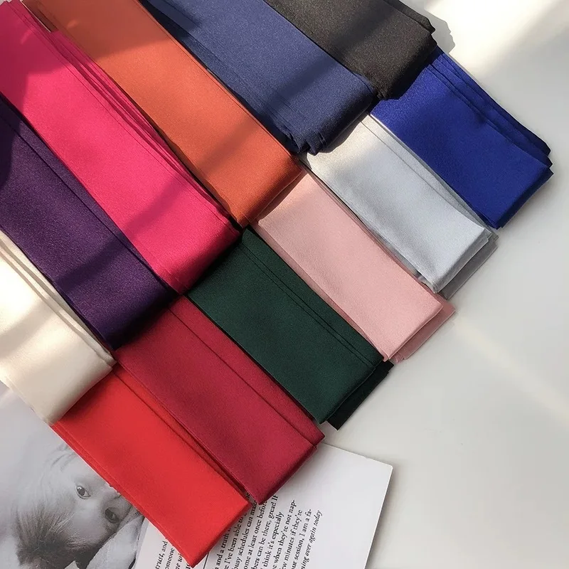 Korean Style Satin Scarf Hair Ring - Slim Narrow Ribbon for French Bow Hair Ties, Neckwear, Elegant Accessory