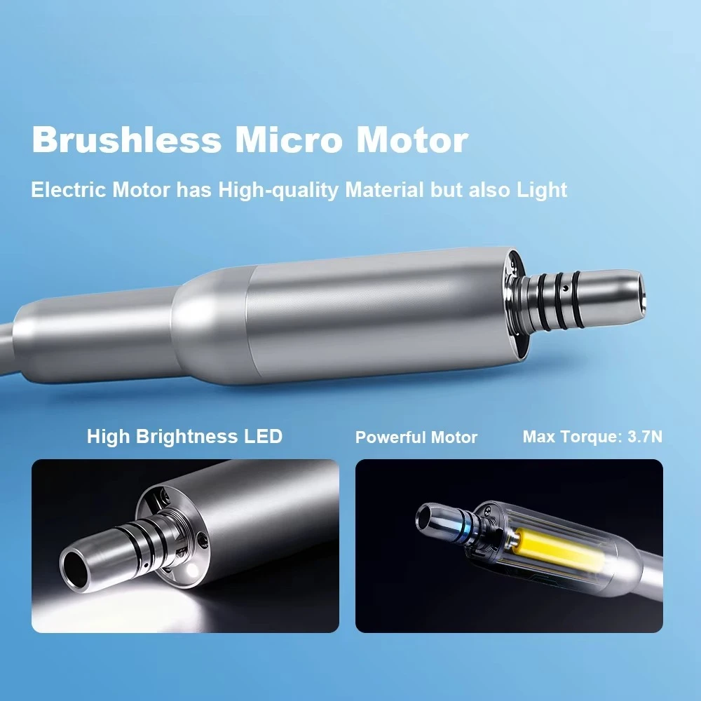 Dental Lab Laboratory Micromotor Fiber Optic LED Dental Brushless Micro Motor Compatible with 1:1, 1:5, 1:4.2  Handpiece