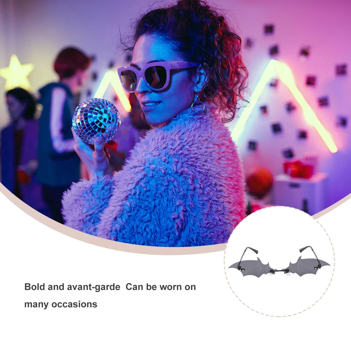 

1pc Bat Shape Sunglasses Halloween Costume Party Eye Decoration Festival Wear Black Golden Funny Eyeglasses for Adults Teens