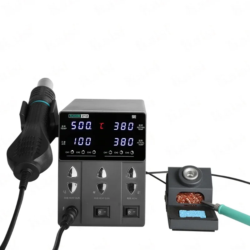 

design Digital Lead free SUGON 212 Rework station with Electric Soldering Irons & Hot Air Gun