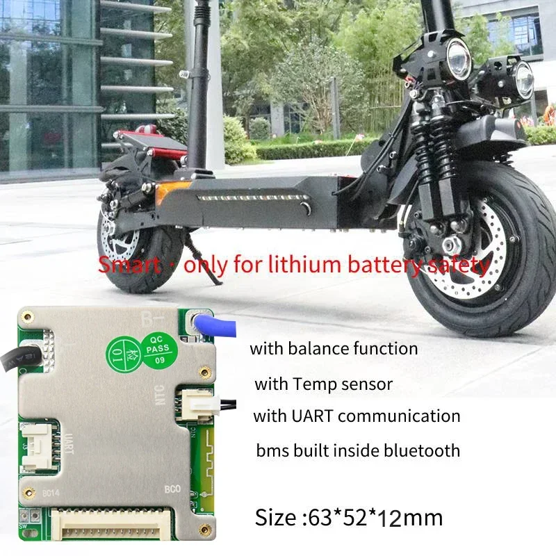 BMS inteligente JBD incorporado BT 7S a 14S 13S 48V placa de protección de equilibrio para batería de litio 8S 24V 10S 36V 14S 52V BMS para e-scooter 2